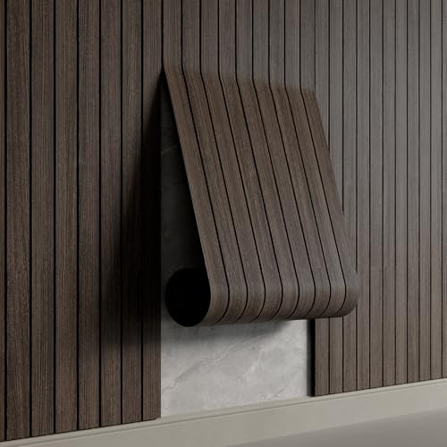 YU LI 3DH PVC-Lamellen-Wandpaneel zum Abziehen und Aufkleben, selbstklebend, dicke Holzmaserung, 3D, schalldichte Wandpaneele für Wände und Decken, 599,4 x 40 cm