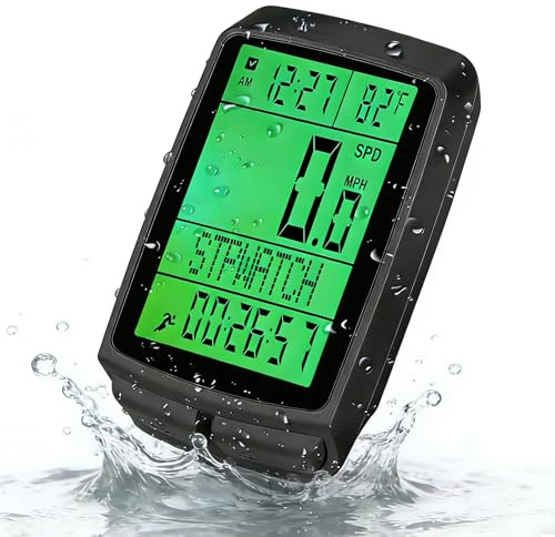 Compteur Vélo sans Fil, IPX7 Étanche Ordinateur de Vélo, Odomètre Velo avec écran Rétroéclairé LED, Compteur de vélo avec de Nombreuses Fonctions pour Vélo de Route, VTT, E-Bike, Vélo Électrique