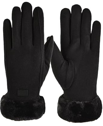 ZEMINRI 1 Paire Gants Femme Hiver Doublure Polaire Chaud Touch Screen Gants Hiver pour Temps Froid Résistant & Doux Gloves Winter pour le Sport, le Travail, les Voyages, les Trajets (Noir)