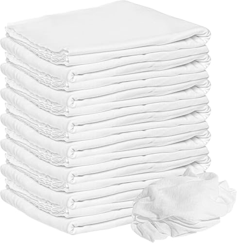 Linteum Textile Supply White Tshirt Rags 100% Cotton Lint Free Wiper Rag 20x20 Inches Die Cut Jersey Rag Wiping Towels for Kitchen, Industrial, Wood, T-shirt Material Reusable Cleaning Cloths 300 Pack