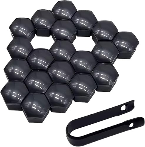 YBZYBSV Copridadi Ruota per Qashqai J11 2014-2021, 20 Pezzi Tappo Bullone Antifurto Copri Bulloni Ruota Tappi a Vite RuotaTappi a Vite Ruota,Black-19mm