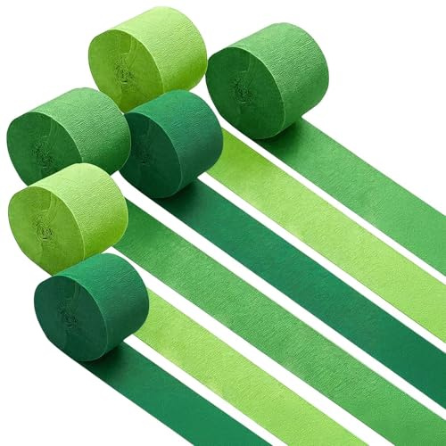 ZIJANG 6 Piezas Papel Crepé Verde 4,5 cm x 25 m