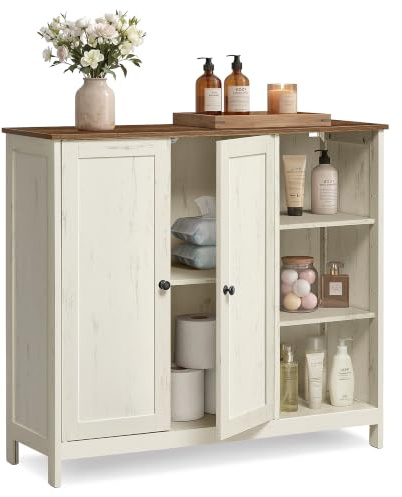 VASAGLE Meuble de Salle de Bain, 2 Portes, 90 x 30 x 80 cm