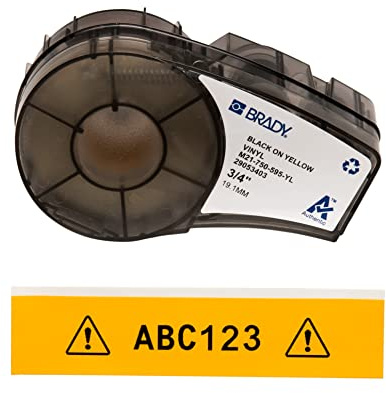 Brady 142811 Noir, Jaune Imprimante d'étiquette adhésive - Étiquettes à imprimer (Noir, Jaune, Imprimante d'étiquette adhésive, Acrylique, Vinyle, Transfert thermique, Permanent, Mat)
