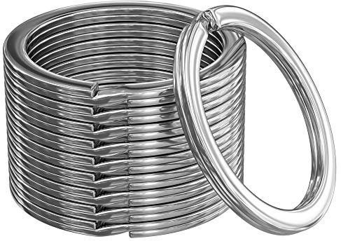 Silipac Schlüsselanhänger aus Metall groß flach in loser Schüttung strapazierfähige starke runde Befestigung Schlüsselringe für Auto Hundeleinenring Büro Zuhause Erkennungsmarke