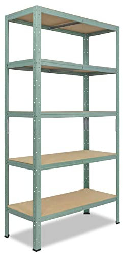 shelfplaza® 180x80x50cm HOME Schwerlastregal grün/Metallregal mit 5 Böden/Kellerregal Metall, Garagenregal, Werkstattregal oder Regal Lagerregal/Steckregal Metall mit 175kg Tragkraft