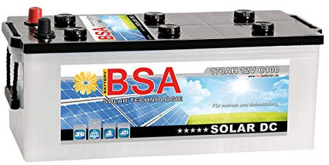 BSA Solar DC 12V 170Ah Batterie Solarbatterie Versorgungsbatterie Boot Wohnmobil - 6 Grössen (170Ah)