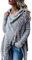 CEASIKERY Damen-Poncho mit Fransen, Pullover, lange Strickjacke, Strickpullover, Mantel, hellgrau, XX-Large