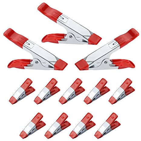 Juibao 12 Stück Kleine Metallfederklemmen mit gummierter Spitze Griff für Camping Plane Holzbearbeitung Handwerk Hintergrund Klemmen, strapazierfähig, Silber, 5,1 cm und 10,2 cm