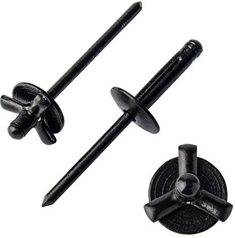 ISPINNER 50pcs 3/16 x 1 Large Head Tri-Fold Exploding Aluminum Pop Rivets (Black)