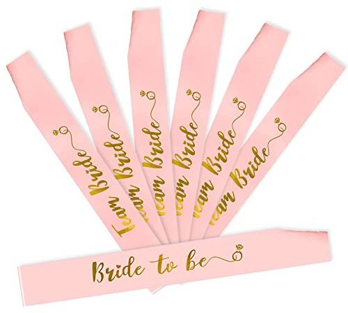 Bymivofun 7 Pezzi Set di Fascia JGA, Bride to Be Team 'Addio al Nubilato, Accessori per Matrimonio