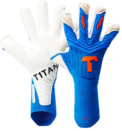T1TAN Alien Gravity Blue 2.0 Goalkeeper Gloves for Adults, Football Gloves, Men's Mixed Cut and 4 mm Professional Grip, Size 10