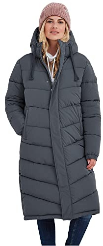 TOG24 Raleigh Womens Quilted Puffer Extra Long Coat for Winter with Fixed Hood, Two Way Zip and Recycled Thermal Filling