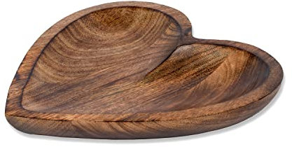 EDHAS Dekorative Schüssel aus Mangoholz, herzförmig, für Tischdekoration, Heimdekoration, Party, Hochzeitsdekoration (25,4 x 25,4 x 3,8 cm)