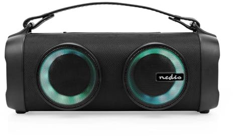 Nedis Bluetooth® Party Boombox | 5 hrs | 2.0 | 24 W | Reproducción de Medios: AUX/USB | Enlazable | Asa de Transporte | Luces de Fiesta | Negro