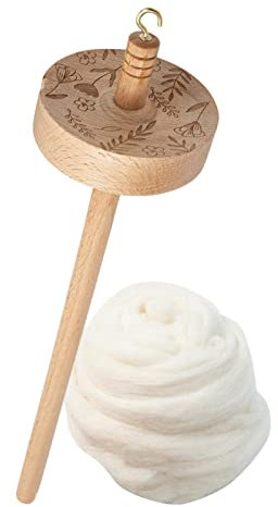 delr Quirl Drop Spindel, Drop Spindle Top Quirl, Spinnrad aus Holz für die Garnherstellung Garnspindel für Anfänger Profis Nähen