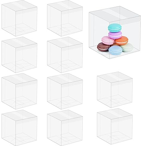 wangjiangda 25 stycken transparent presentlåda, presentask liten, partypresentask, vikbar liten godislåda, plast klar presentlåda, för smyckesförvaring choklad 5 x 5 cm