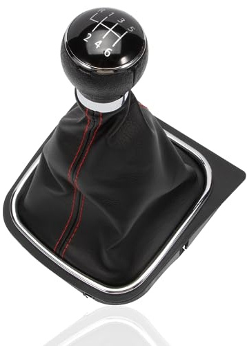 MangWany Pomo de palanca de cambios con botas de 6 velocidades compatible con VW Golf 5 V Golf 6 VI 1K0711113 5K0711113 1K8711113 juego completo de marco de perilla