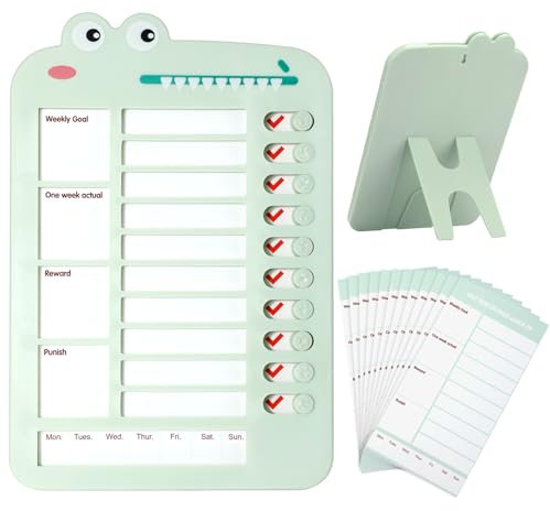 Vspek Memo Checklistbräda, stansa in daglig planeringstavla med 14 tomma papper, sysslor och övningsdiagram anteckningstavlor, stativ, upphängningsbar meddelandeanteckningstavla för hem reseplanering