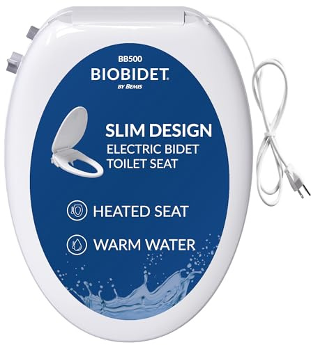 Bio Bidet BB500 Heated Electric Bidet Seat with Warm Water Wash, Night Light, Low Profile Design, Elongated