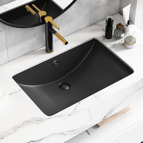 Black recessed ceramic bathroom sink, undercounter balcony washbasin, undercounter bathroom container sink with round pull-out faucet, four faucets to choose from, suitable for bathrooms, balconies, e