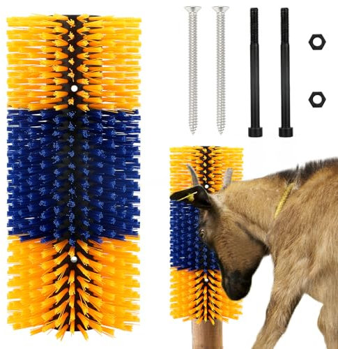 Mfsdai Kratzbürste Pferde Kühe Kuhbürste Set,Pferd Massagebürste Viehkratzbürste für Kühe, Pferde,Schafe,Schweine(Gelbe und Blau)