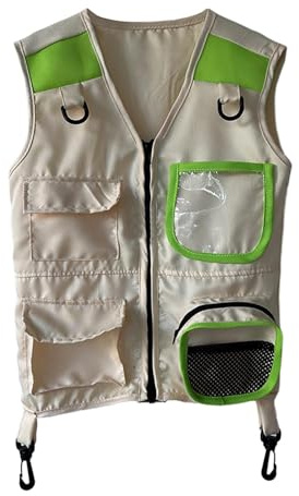 Colcolo Chaleco de Explorador para niños, Chaleco de Carga, Chaleco de Aventura al Aire Libre, Disfraz de Camping para niños y niñas, Pesca, Regalo de, Verde
