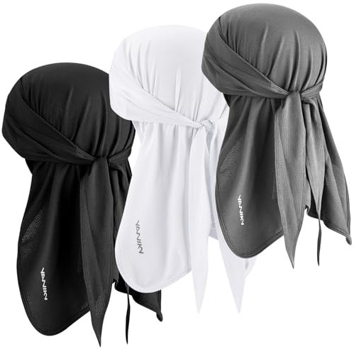 YANIKY Bandana Herren - Atmungsaktiv Kopftuch Sommer Durag, Face Kopf-&Nackenschutz Bandana Cap Damen Multifunktionstuch 3 in 1 Elastisch Halstuch Sport Kopftuch (Schwarz+Weiß+Grau)