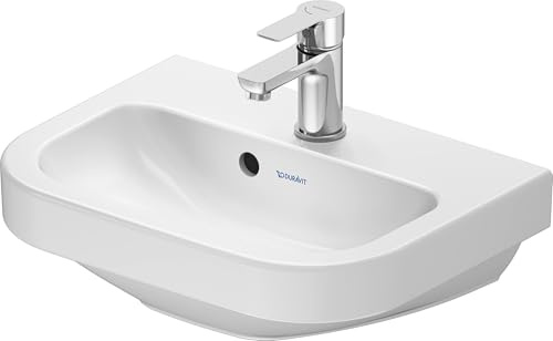Duravit D-Code Handwaschbecken, mit Hahnloch, mit Überlauf, 450x335x145mm, Weiß Hochglanz, 0748450000