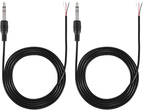 Greluma 2 Pcs Câble audio jack 6,35mm tripolaire de 1,5m vers câble d'enceinte,connecteur mâle stéréo TRS 6,35mm vers câble nu,extrémité ouverte,fiche 6,3mm pour microphone,amplificateur haut-parleur
