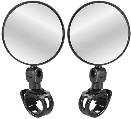 KEQAR 2 Piezas Espejo Bicicleta, Retrovisor 360° Ajustable y Giratorio para Manillar, Espejo Universal Gran Angular para Bicicletas de Montaña y Carretera (8cm)