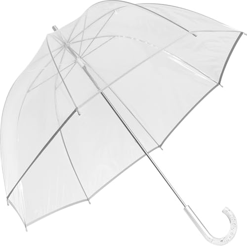 noTrash2003 Parapluie de mariage romantique transparent - Élégant parapluie de mariée pour de magnifiques photos de mariage sous la pluie - Accessoire de mariée élégant (diamètre 101 cm), Transparent