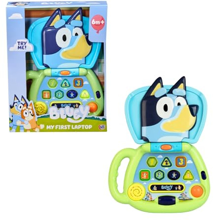 Bluey My First Laptop | Interactive Learning Toy for Toddlers with Lights Sounds & Music | Includes Bluey Theme Tune | 14 Fun Activities & Interactive Features | Educational Preschool Toy | Age 6M+