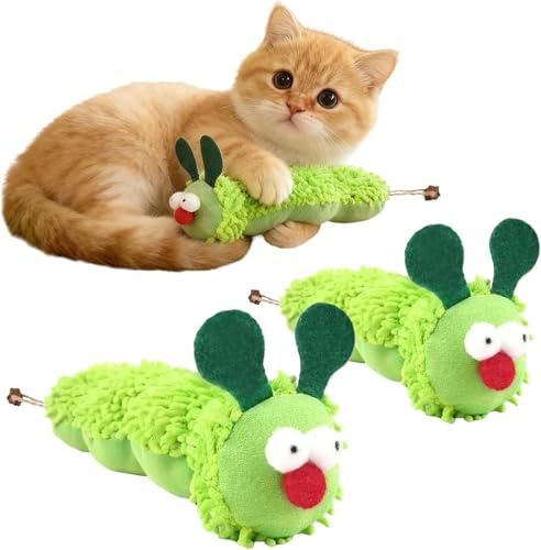 2 Stück Katzenminze Spielzeug, Interaktives Katzen spielzeug, Kätzchen Raupen Katzenspielzeug, Weiches Katzenminze kissen, katzenspielzeug selbstbeschäftigung Für Kät Aktivität, Katzen Zahnpflege