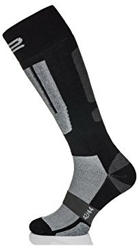 Prosske Skisocken Snowboardsocken Modell XS-1 atmungsaktiv und warm Damen Herren Kinder - schwarz-grau, 44-46