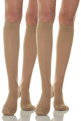 Relaxsan Basic 950 (2 Paare - Hautfarbe 1/S) Kompressionskniestrümpfe Damen 22-27 mmHg, Kompressionsstrümpfe 280 Den