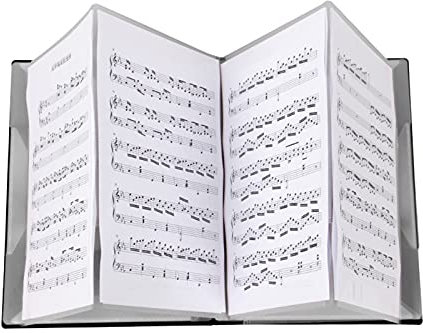Funight Notenmappe, A4-Chormappen, 4-seitig verteilt, einfache Bedienung, 40 Blatt, Klaviernotenhalter für Zuhause, Schwarz