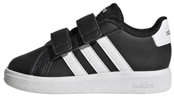adidas Unisex Baby Grand Court Lifestyle Hook and Loop Shoes, Core Black/Cloud White/Core Black, 5.5 UK Child