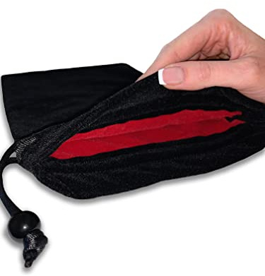 EFENDIZ Drawstring Pouch, Black Velvet Bag 7.6 x 10.6 Inches, Red Velvet Lining Inside, Pouch for Organizing and Storage at Home or When Traveling