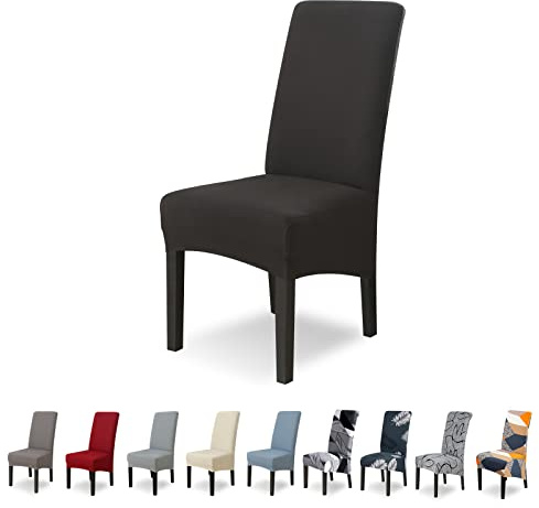 Lydevo Fundas para Sillas Comedor XL Pack de 4 Grande Fundas Elásticas para Silla de Comedor Ajustable Lavables Universal Spandex Cubierta de Sillas para Cocina Hotel Restaurante,Negro