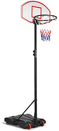 GYMAX Basketballständer 179-208 cm Höhenverstellbar Basketballkorb mit Ständer Rollen Korbanlage für Kinder