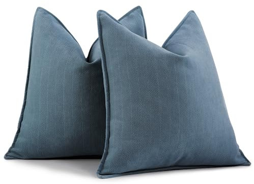 ZWJD Staub Blau Kissenbezug 45x45 2er Set Chenille Kissenbezüge Sofakissen Kissenhüllen mit elegantem Design, weiche und luxuriöse dekorative Dekokissen für Couch, Bett und Heimdekoration