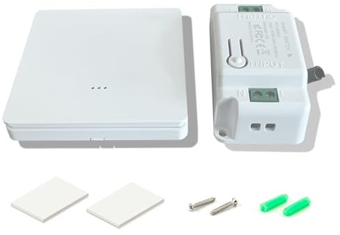 Bkiyougo Kit interrupteur sans fil, émetteur radio RF 433MHz interrupteur mural récepteur sans fil AC 220V 230V 240V jusqu'à 100mètres télécommande pour lumières (1 interrupteur 1 récepteur)