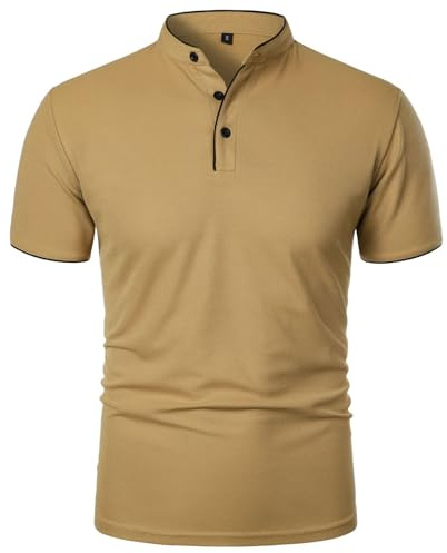 Mens Collared Henley Shirts UK Sale Clearance Man Short Sleeve Basic Tees Work Golf Shirt Button Up Blouse Business Formal T-Shirts Plain Tshirts Summer Breathable Tops Casual Stand Collar Pullover