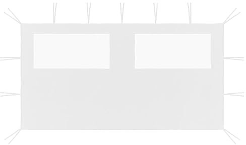 Iiaky Pared Lateral de cenador con Ventanas Blanco 4x2 m Toldo Lateral de privacidad,Panel de Pared para cenador