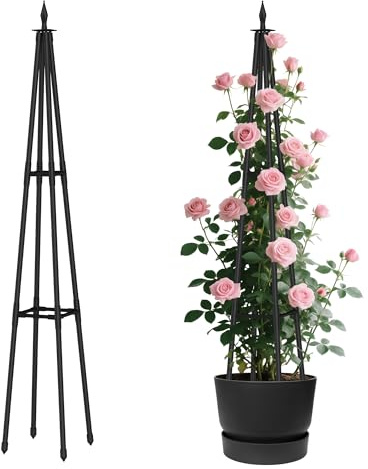 Alisisfores Traliccio obelisco da 1,2 m per piante rampicanti all'aperto, traliccio da giardino da 1,2 m con tubi in metallo rivestiti in plastica extra spessa, supporto per piante in vaso da giardino