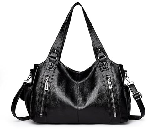 HiTotes Leather Tote Bags for Women Hobo Bags Leather Handbag Satchel Bag Women's Top-handle Bags Slouchy Shoulder Bag Cross Body Bag
