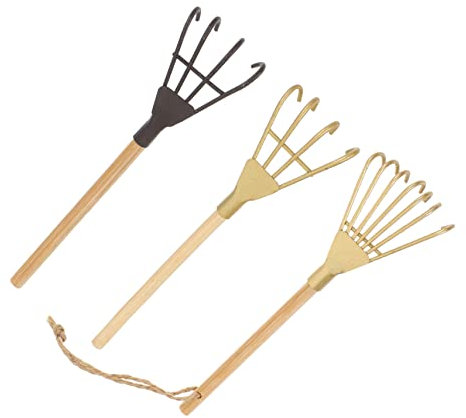 UPKOCH 3piezas Mini Rastrillos Multifunción para Bonsái Herramientas De Jardinería Unidades Hierro Resistente y Mango De Madera