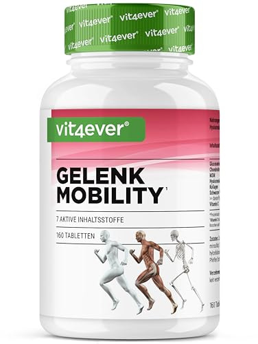 Movilidad articular – Alta dosis con 7 ingredientes: Glucosamina + Condroitina + MSM + Ácido hialurónico + Colágeno + Vitamina C – Sin aditivos indeseados (160 comprimidos)