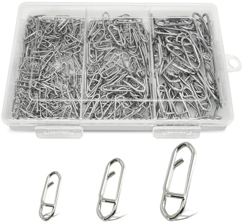 BWASKYRI 200Pcs Fishing Power Speed Clips, Upgraded Stainless Steel Quick Release Swivels Snap Clips for Fishing Lures, Freshwater Saltwater Snap Connector Tackle #S #M #L